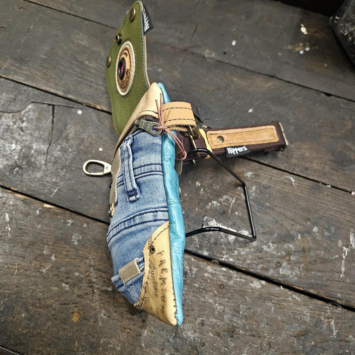 Hippers 2-zijdig jeans/croco aqua