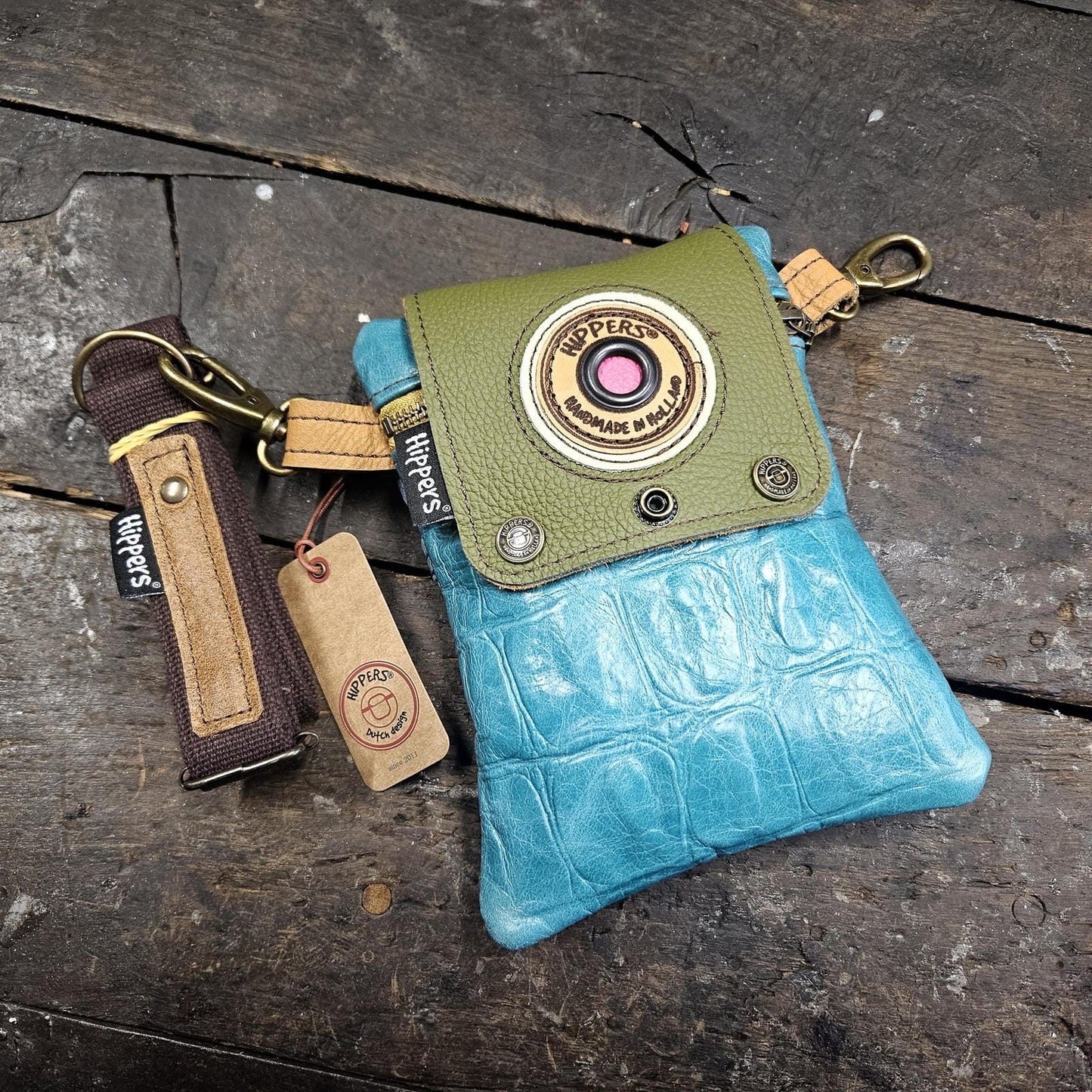 Hippers 2-zijdig jeans/croco aqua