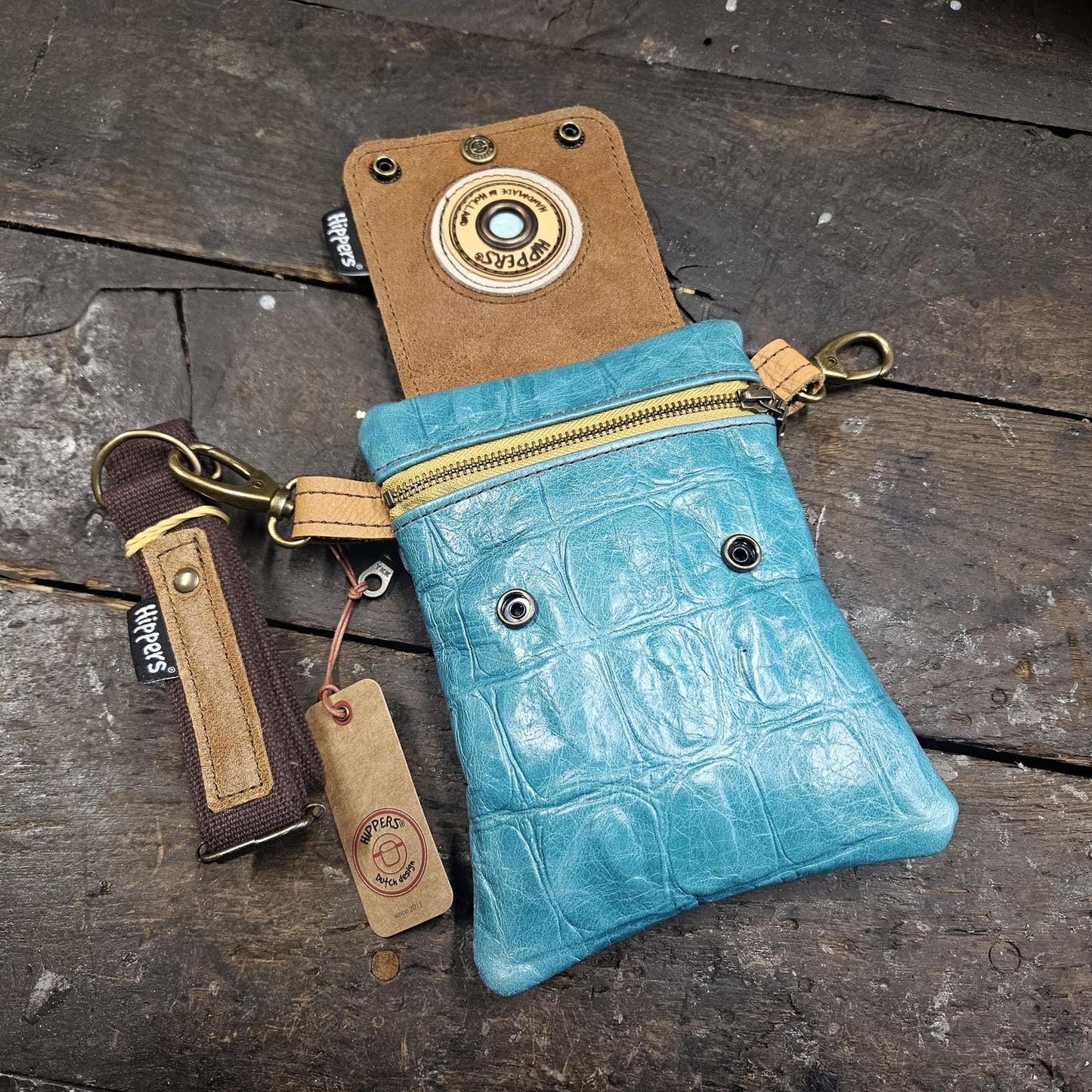 Hippers 2-zijdig jeans/croco aqua