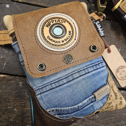 Hippers 2-zijdig jeans/croco aqua