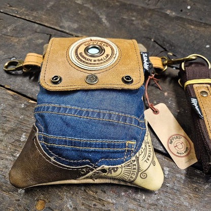 Hippers 2-zijdig jeans/lichtbruin army