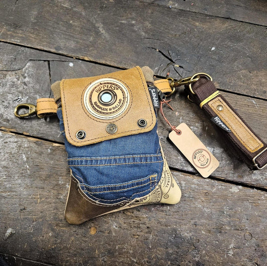 Hippers 2-zijdig jeans/lichtbruin army