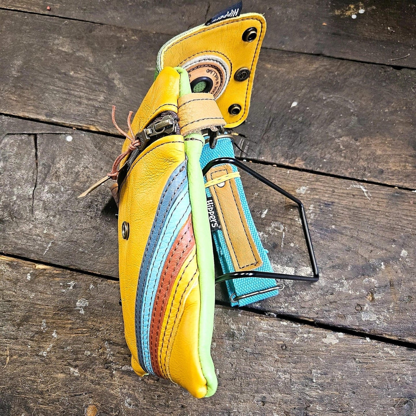 Hippers 2-zijdig vintage oker/groen