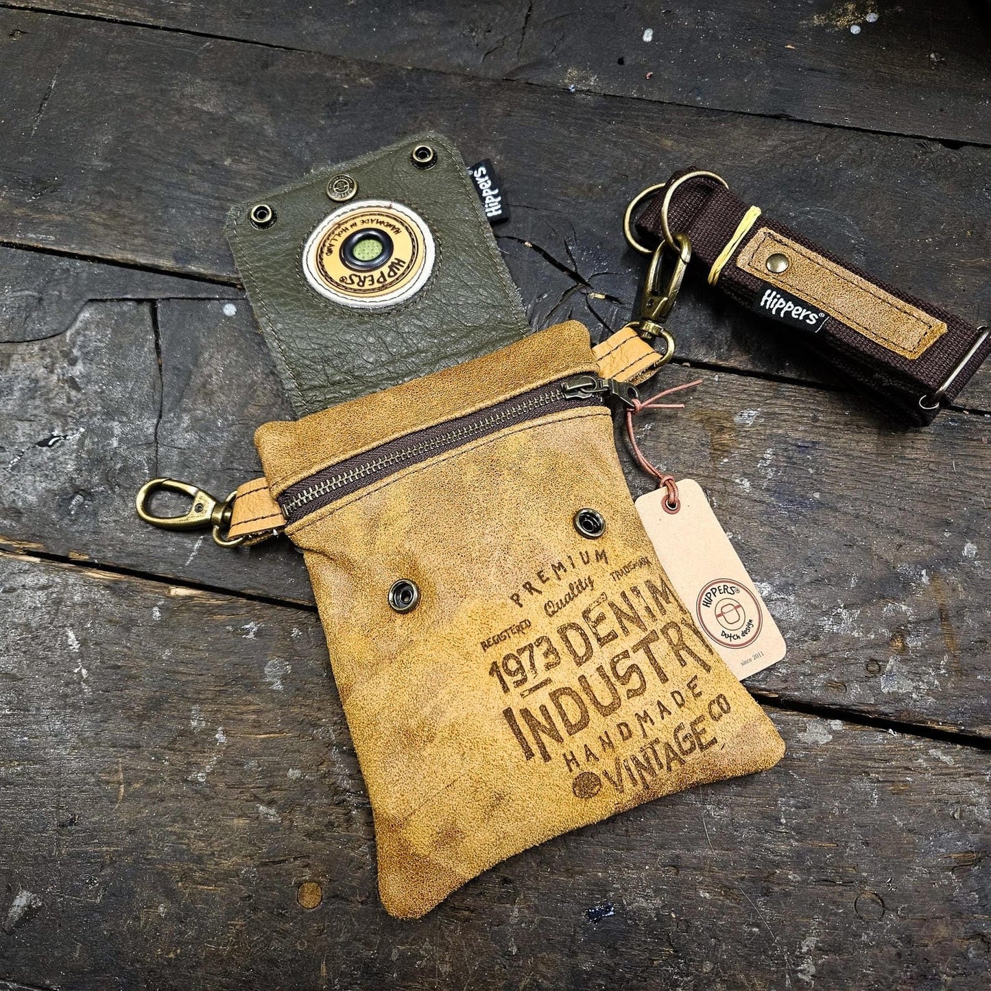 Hippers 2-zijdig vintage olijf/bruin industry