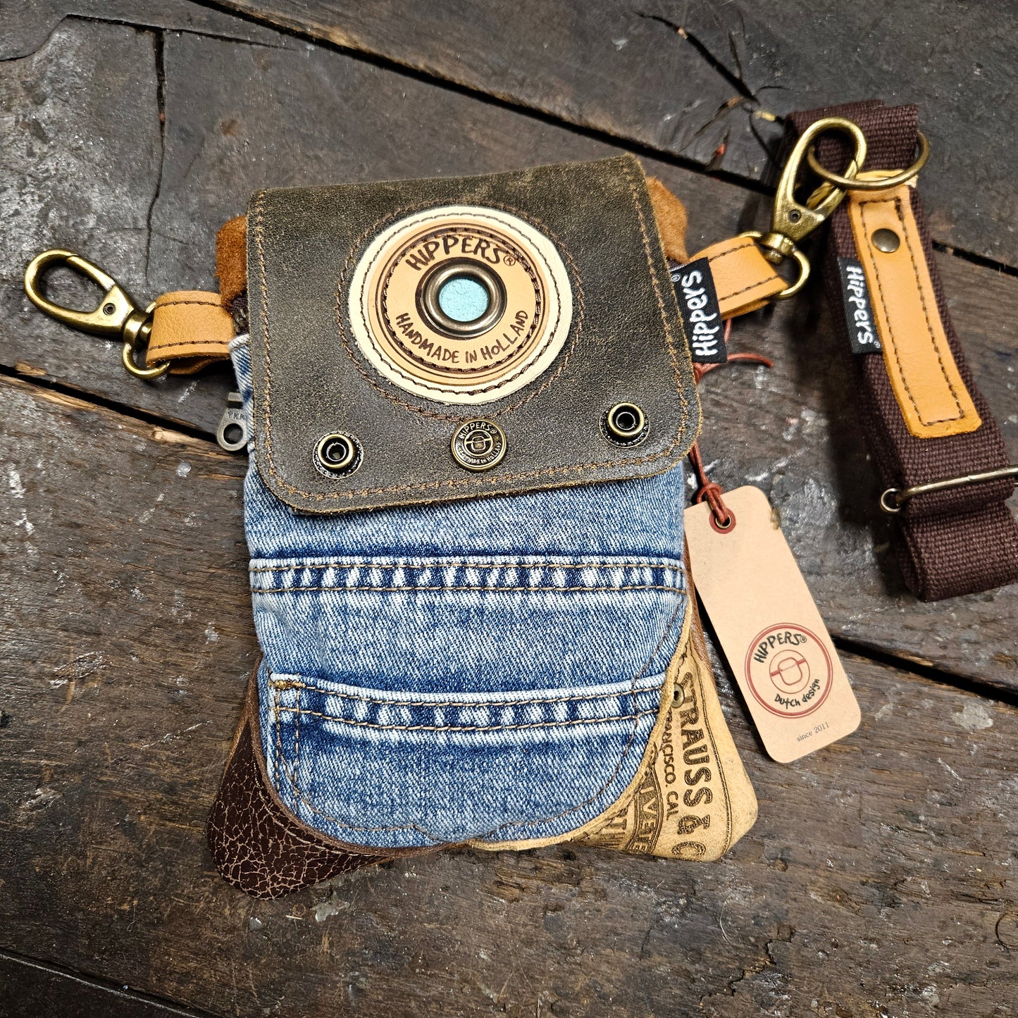 Hippers 2-zijdig jeans/bruin