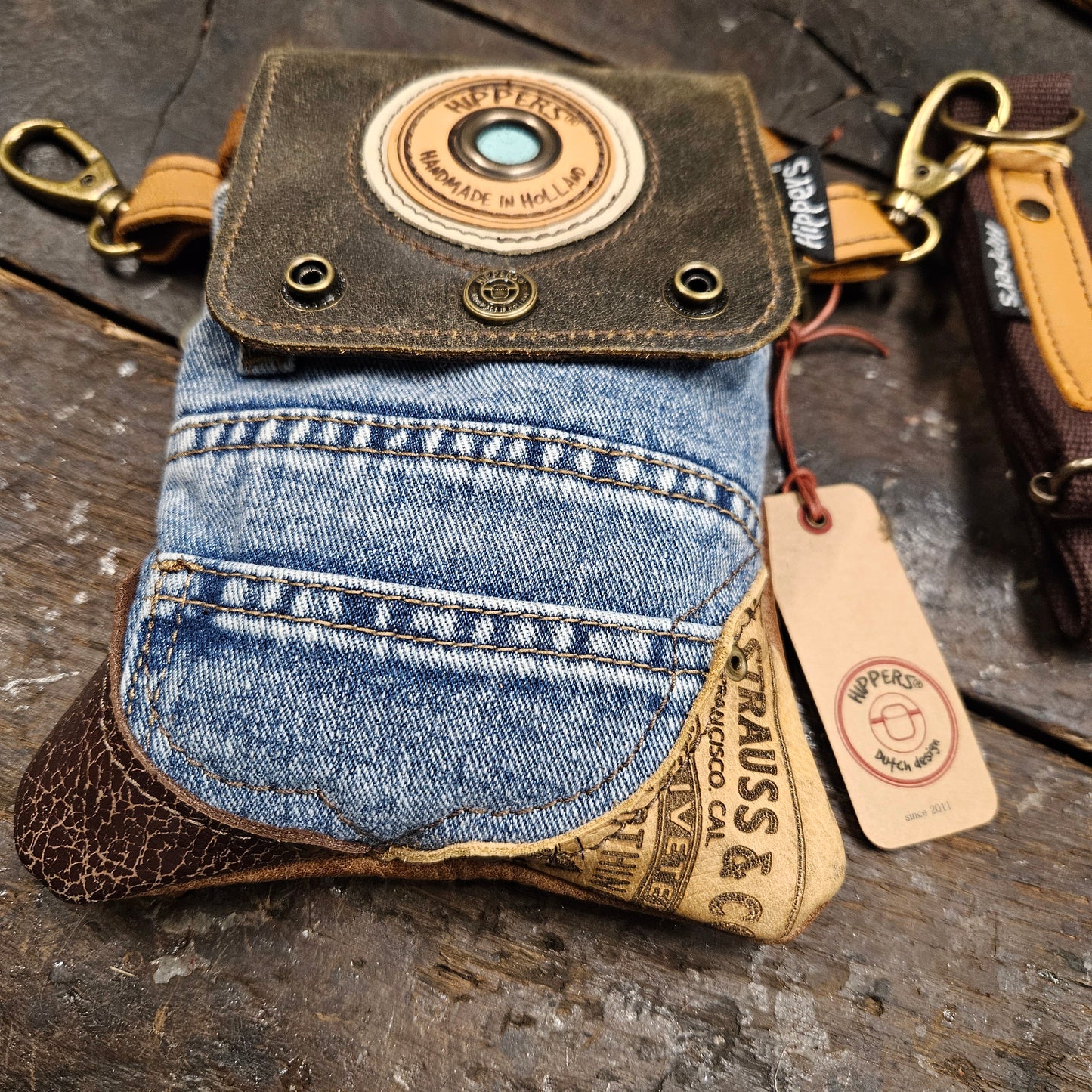Hippers 2-zijdig jeans/bruin