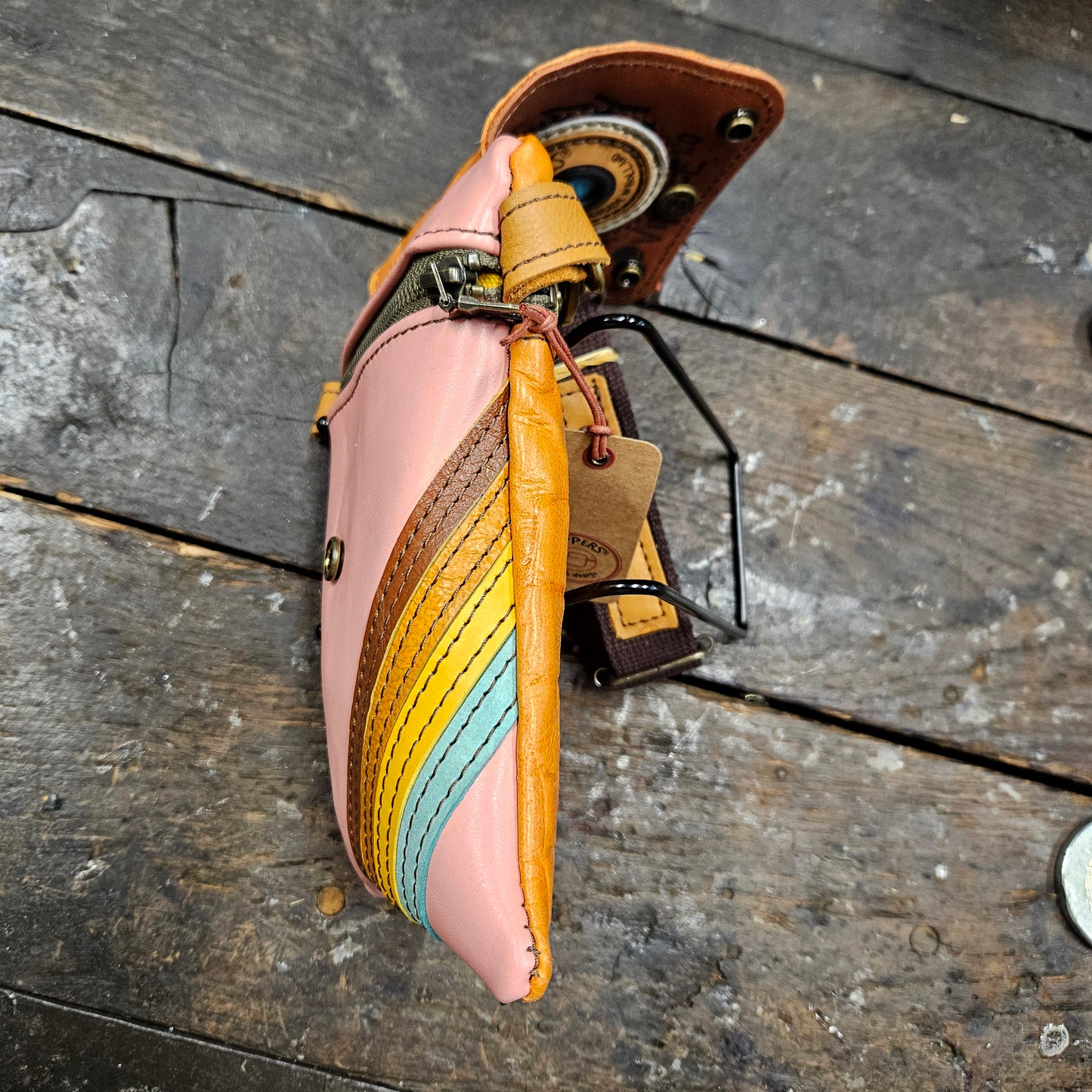 Hippers 2-zijdig vintage roze/croco oranje