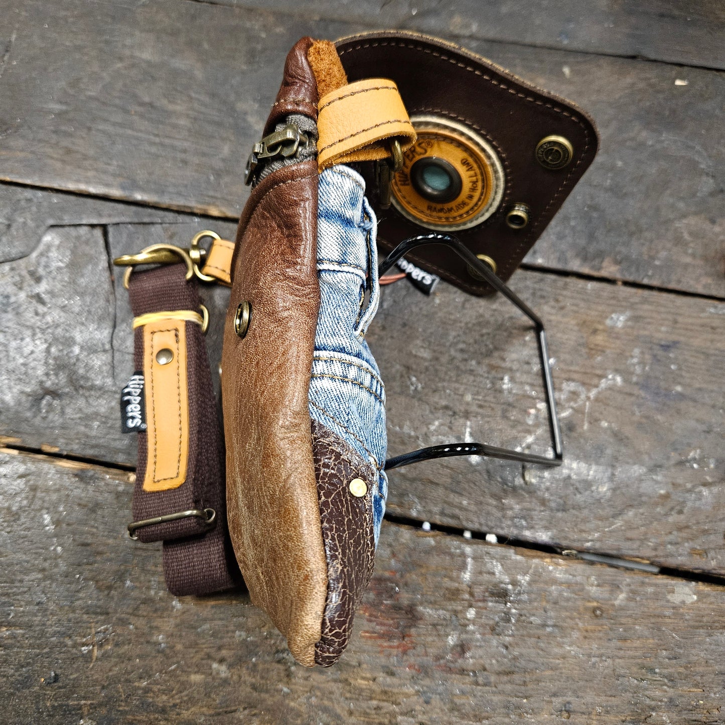 Hippers 2-zijdig jeans/bruin