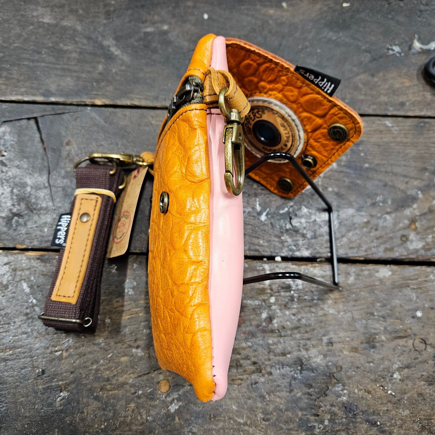Hippers 2-zijdig vintage roze/croco oranje