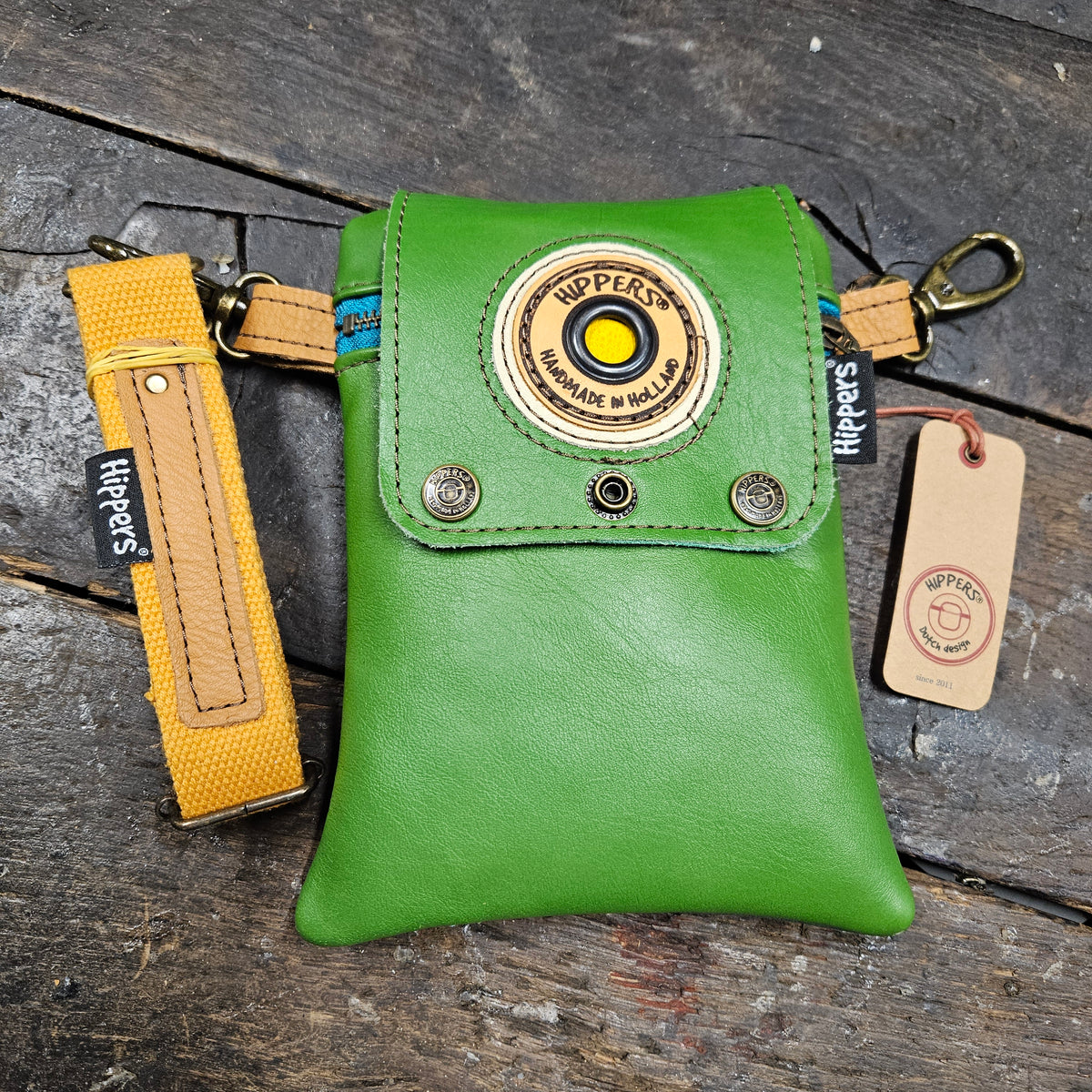 Hippers 2-zijdig vintage petrol/appelgroen