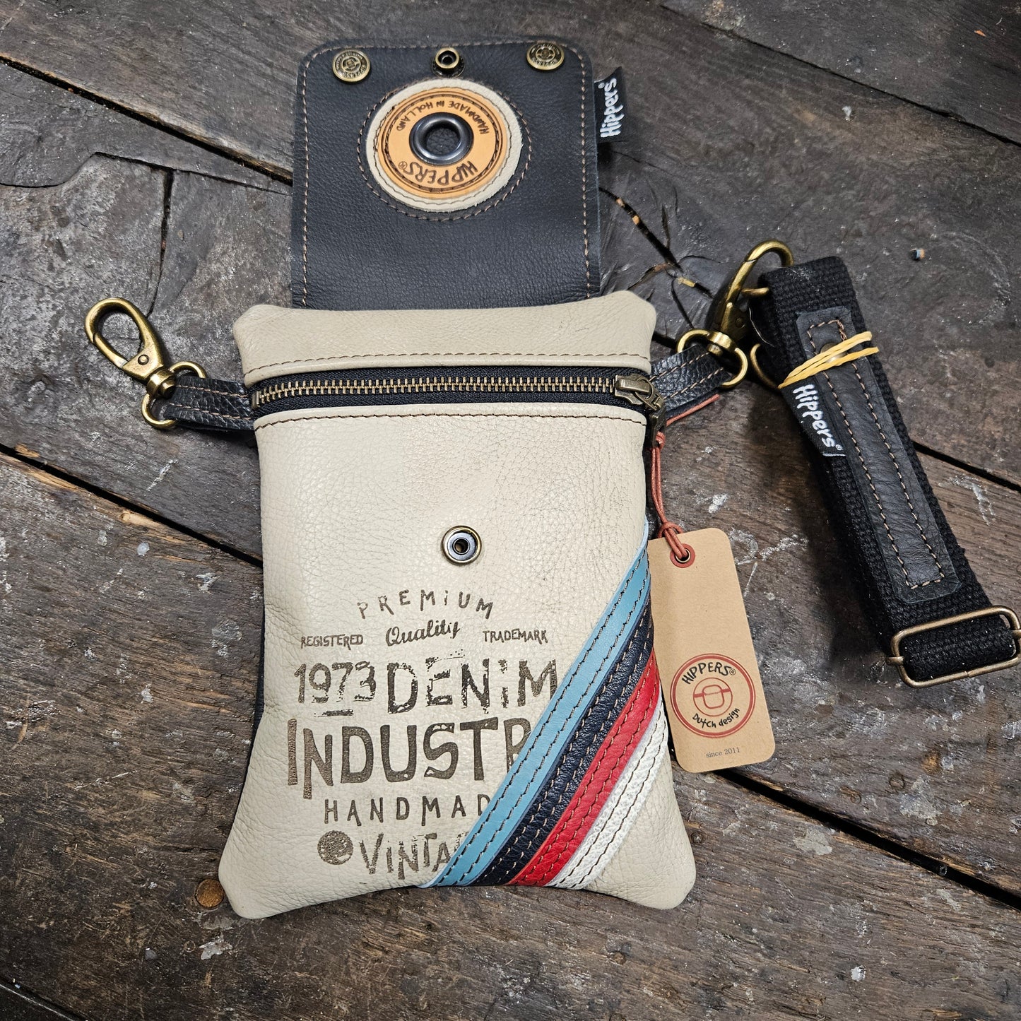 Hippers 2-zijdig vintage creme/zwart