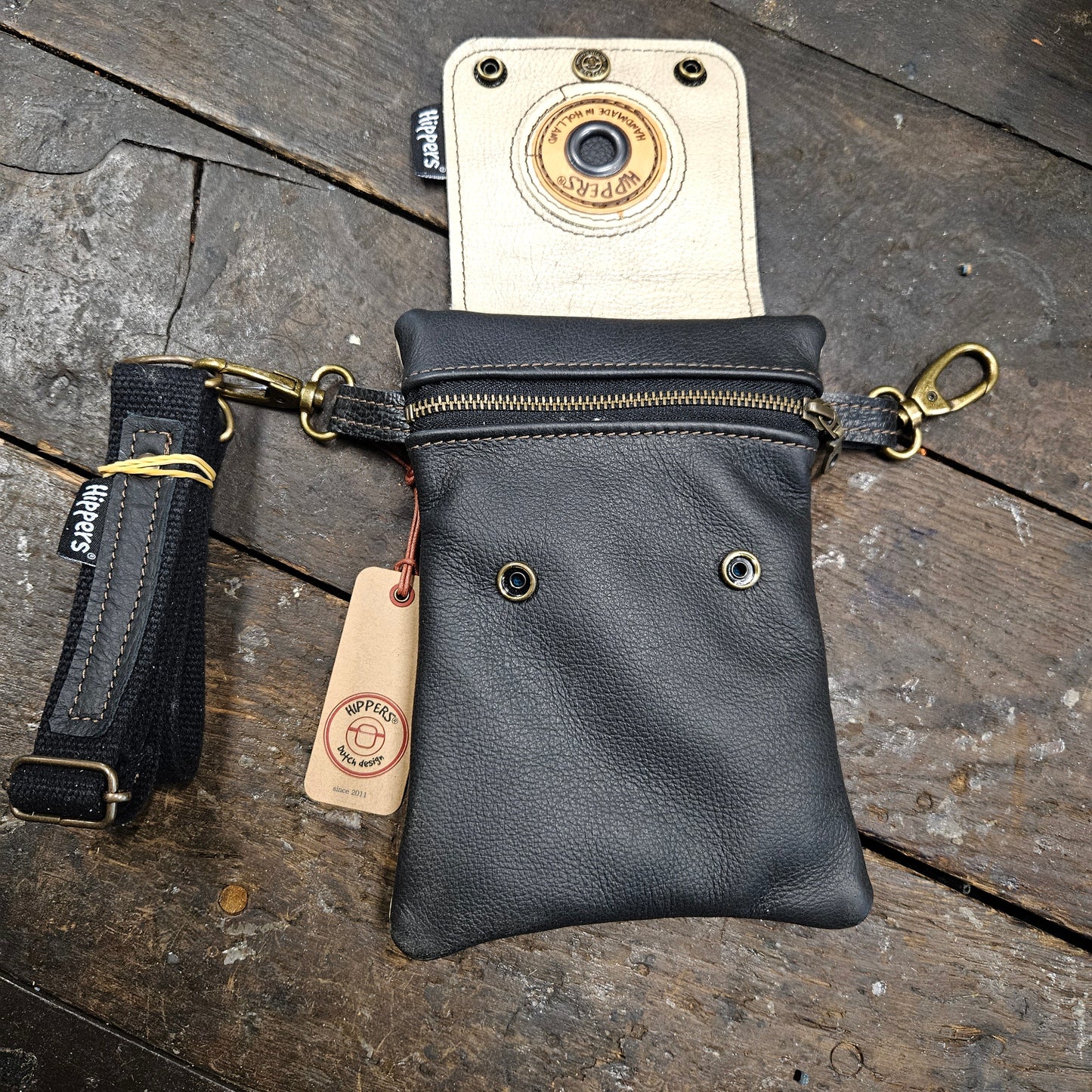 Hippers 2-zijdig vintage creme/zwart