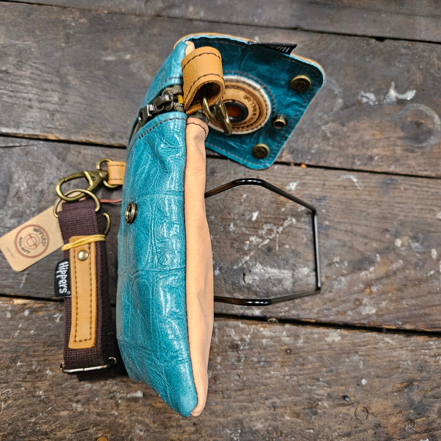 Hippers 2-zijdig vintage zalm/ crocoaqua