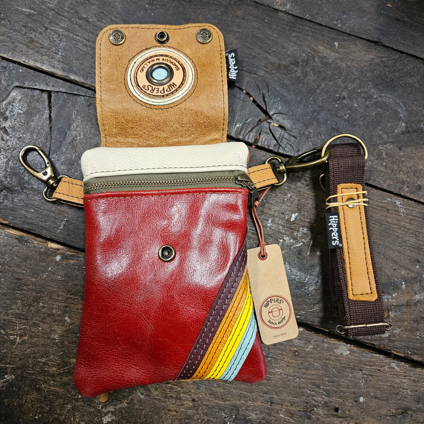 Hippers 2-zijdig vintage rood/ bruin