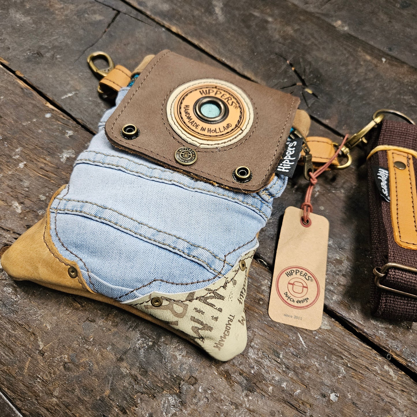 Hippers 2-zijdig jeans/lichtbruin
