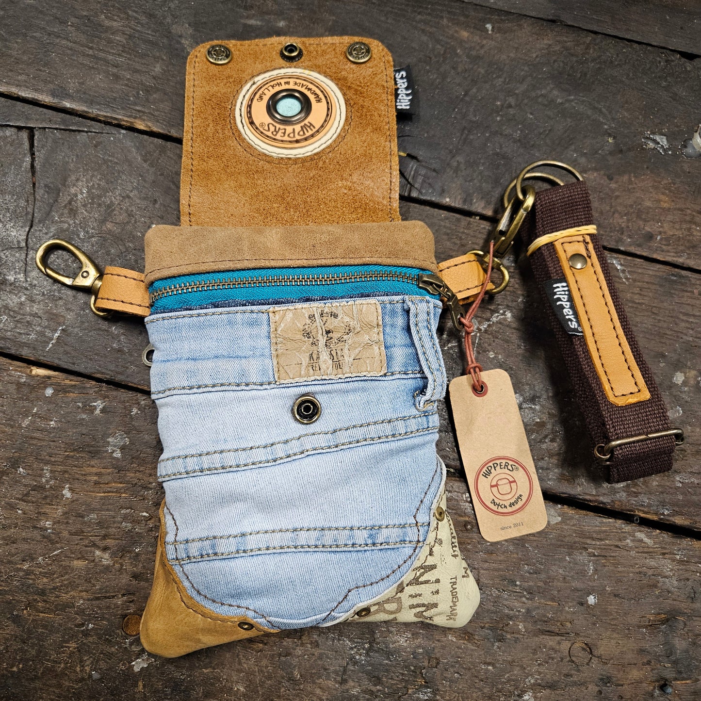 Hippers 2-zijdig jeans/lichtbruin