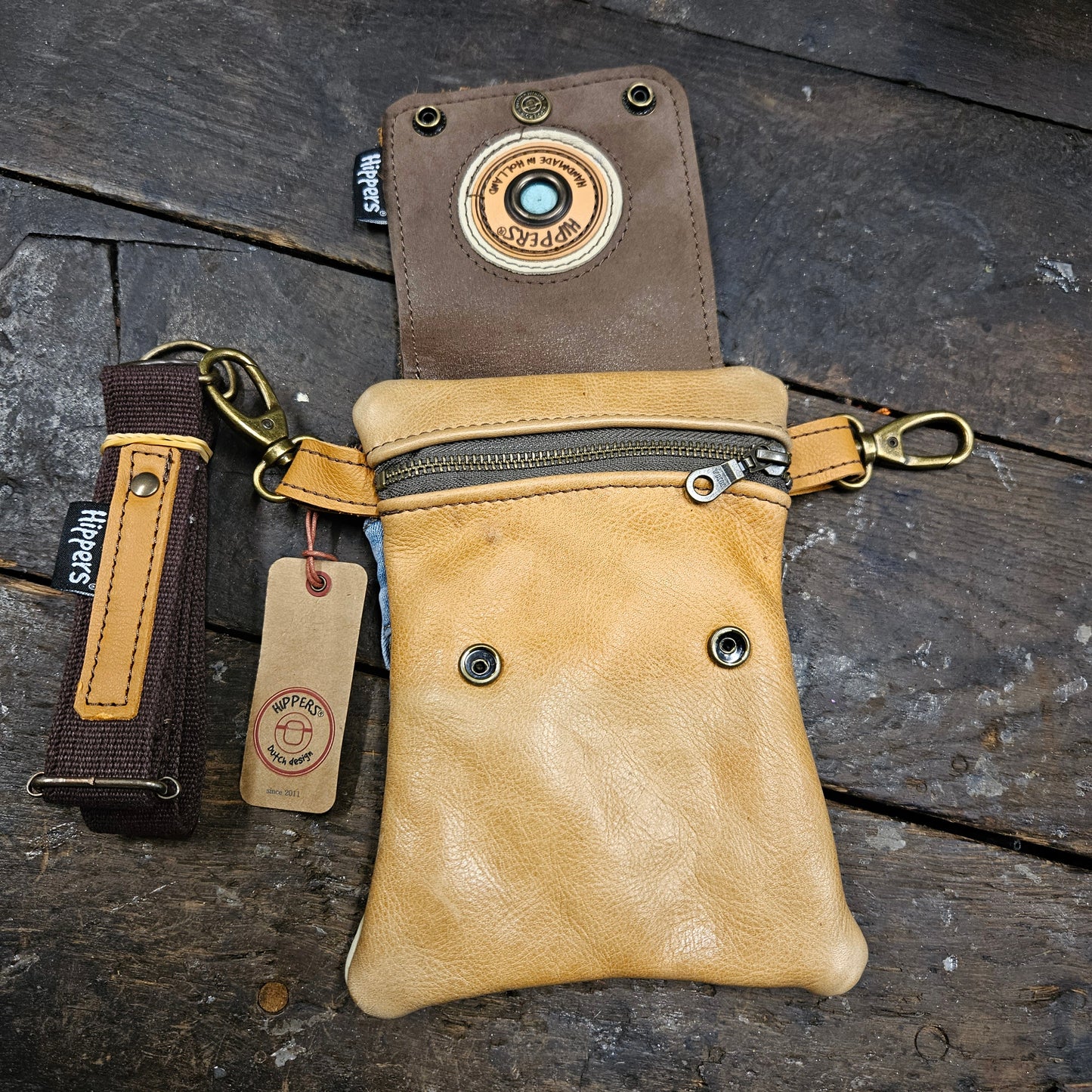 Hippers 2-zijdig jeans/lichtbruin