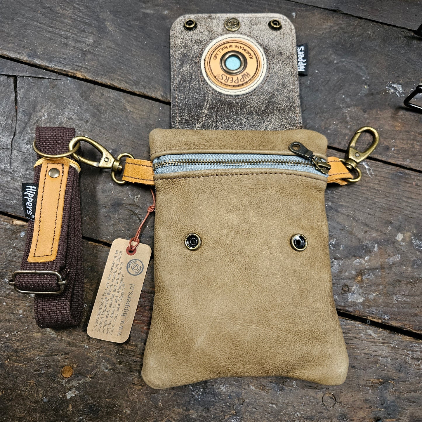 Hippers 2-zijdig jeans/groenbruin