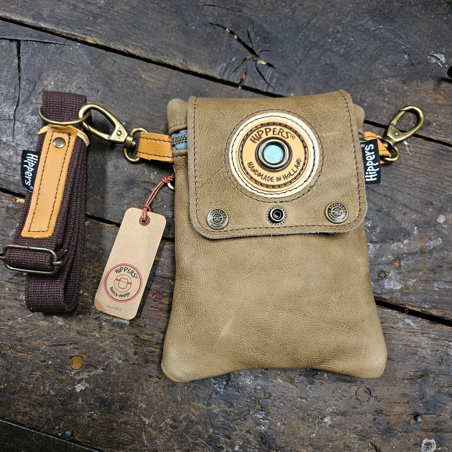Hippers 2-zijdig jeans/groenbruin