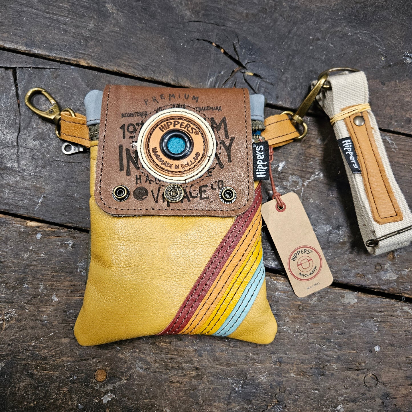 Hippers 2-zijdig vintage bruin oker/groen