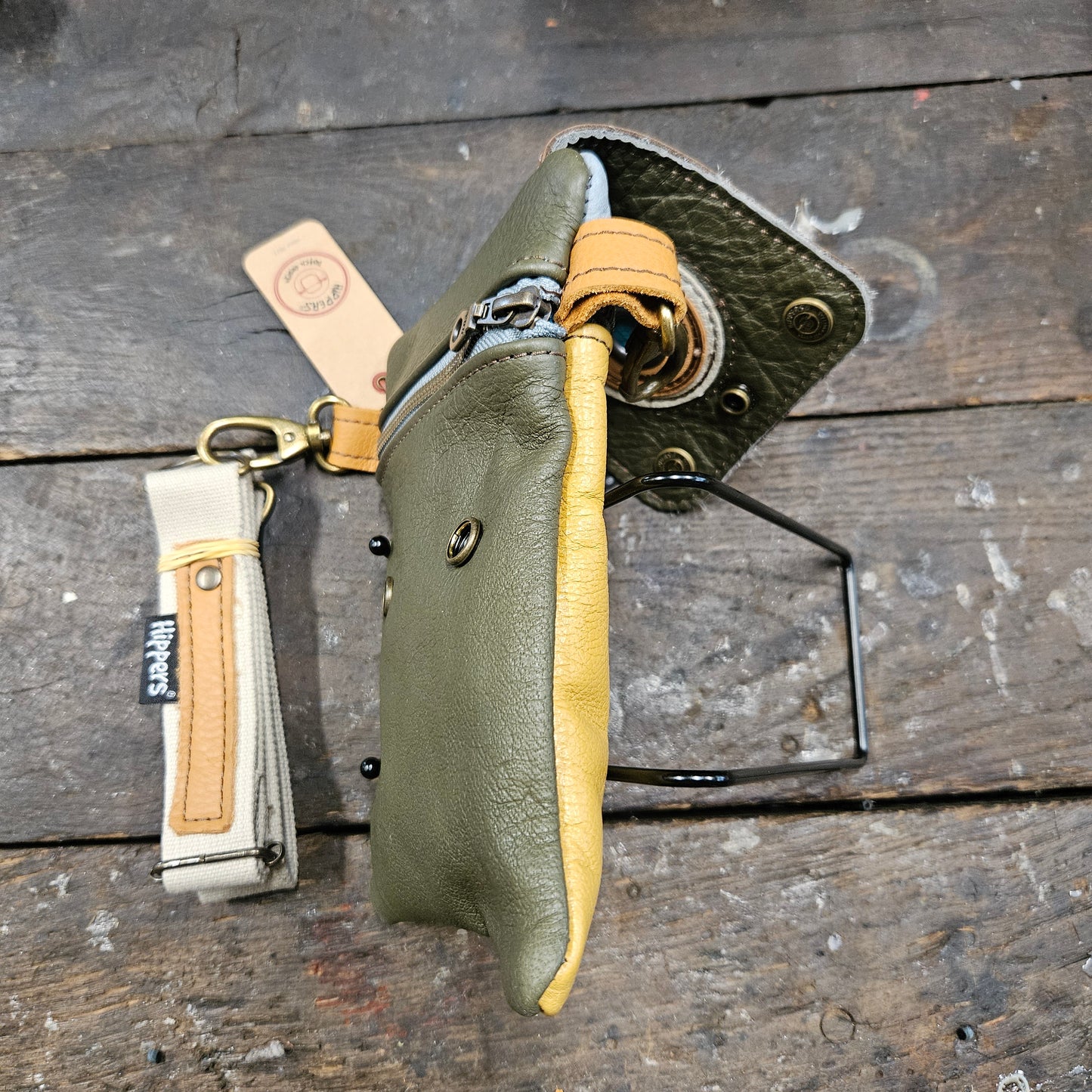 Hippers 2-zijdig vintage bruin oker/groen