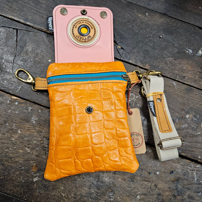 Hippers 2-zijdig vintage oranjecroco/roze