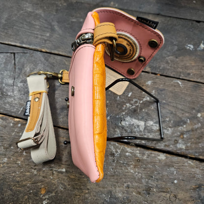 Hippers 2-zijdig vintage oranjecroco/roze