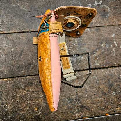 Hippers 2-zijdig vintage oranjecroco/roze