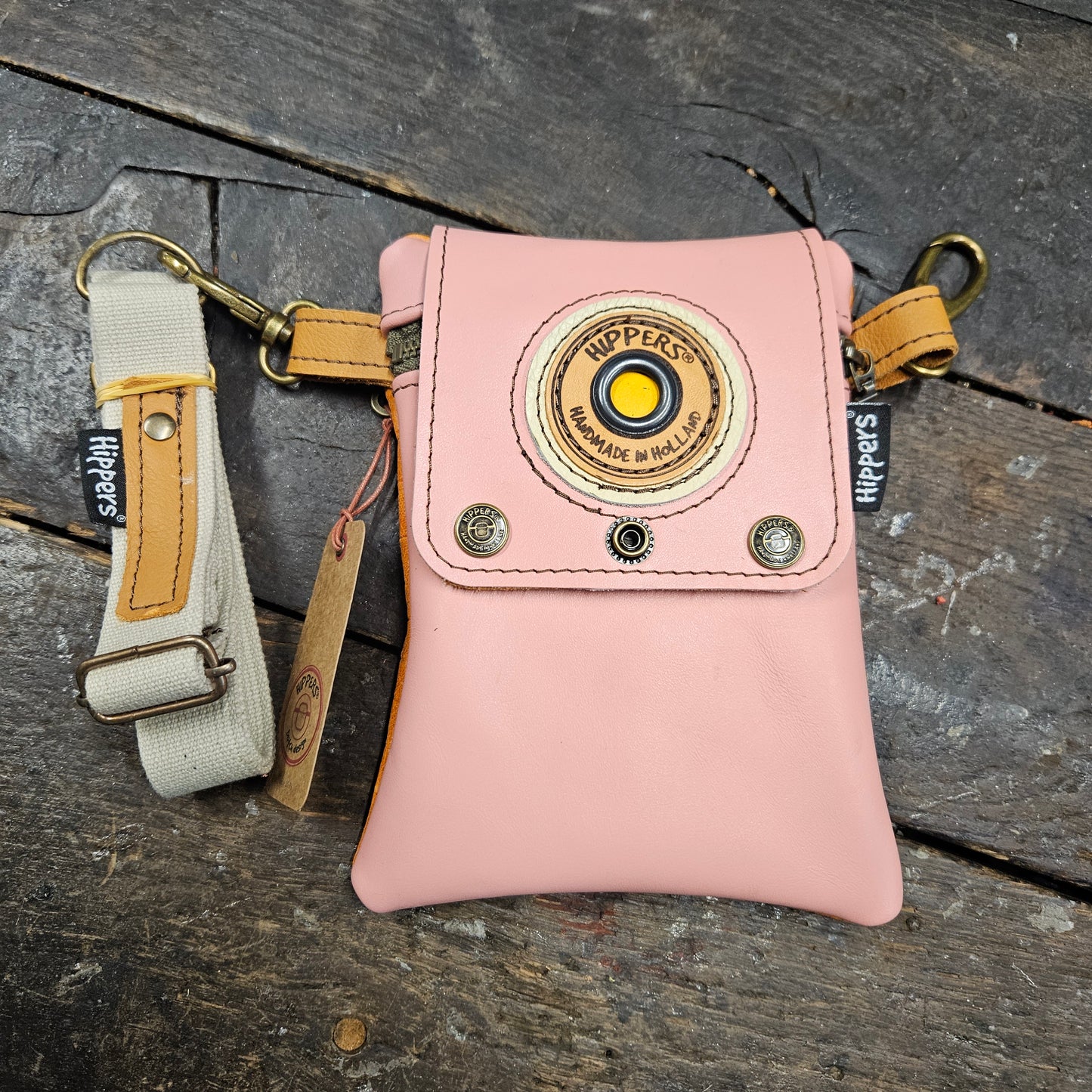 Hippers 2-zijdig vintage oranjecroco/roze