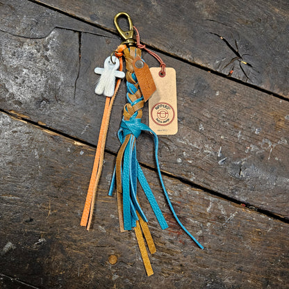 Hippers tas/sleutelhanger bruin aqua