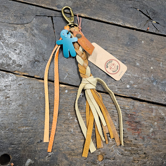 Hippers tas/sleutelhanger bruin creme