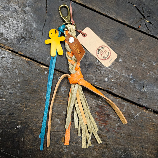 Hippers tas/sleutelhanger oranje creme