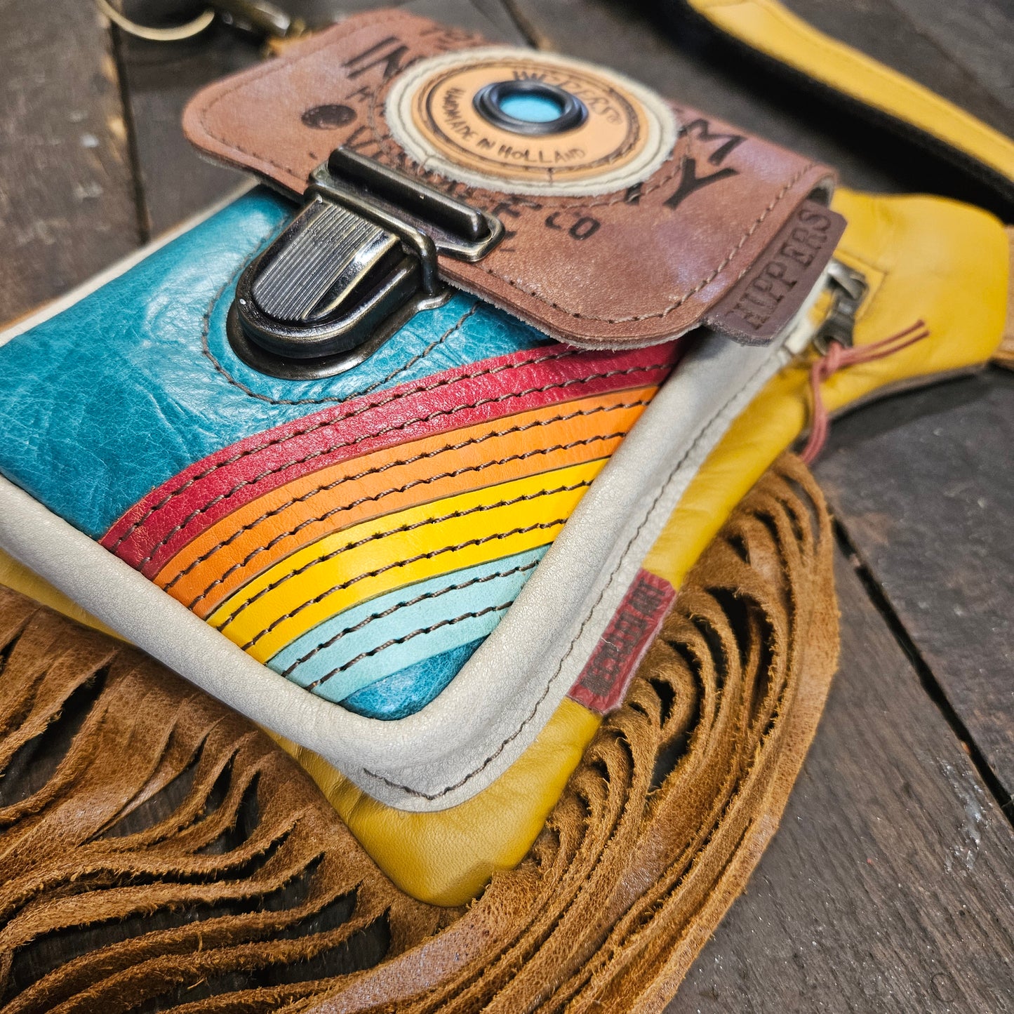 Luxe Hippers creme  vintage oker aqau bruin franje
