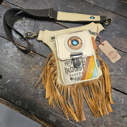 Luxe Hippers creme  vintage bruin franje