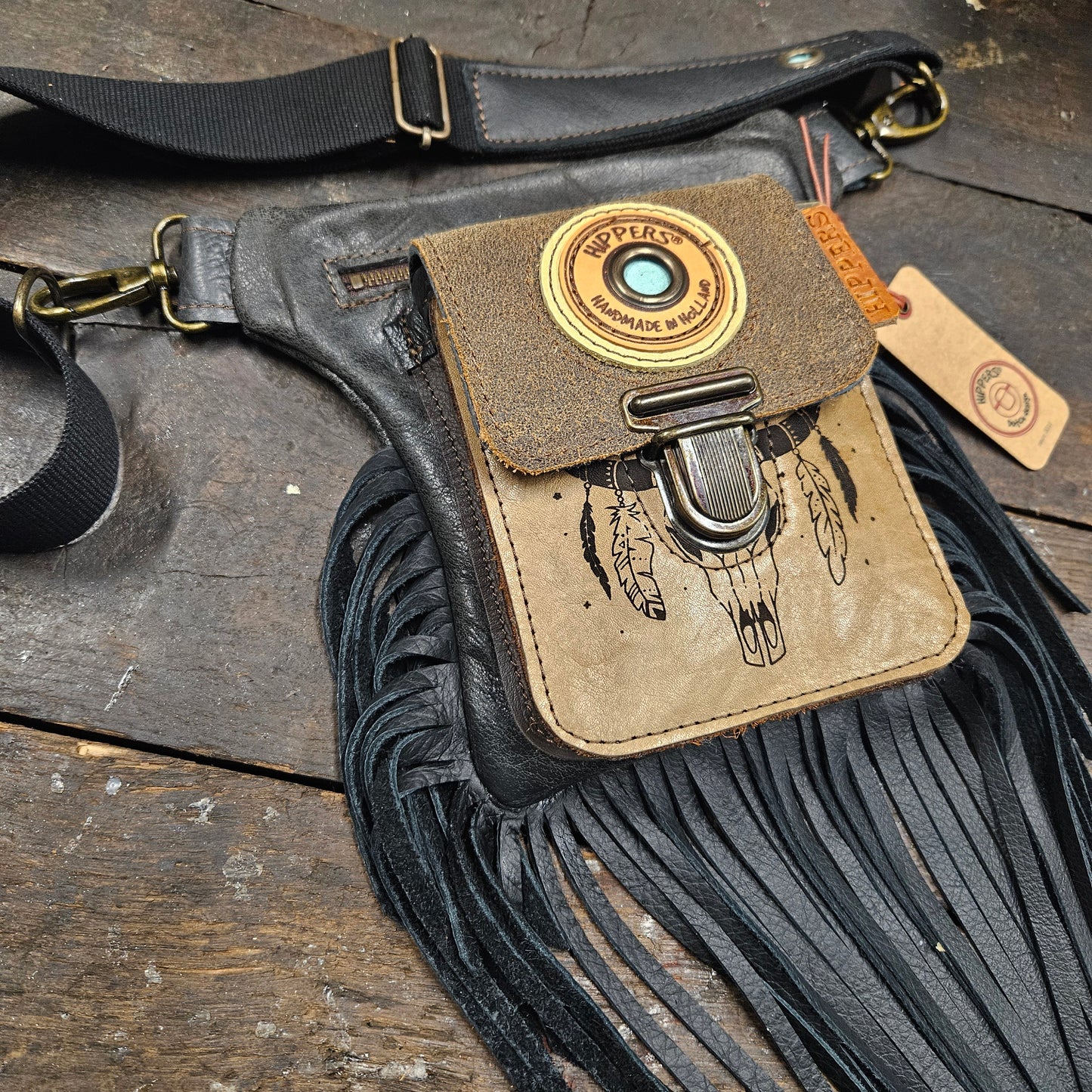 Luxe Hippers zwart Ibiza skull franje