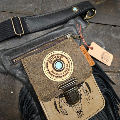 Luxe Hippers zwart Ibiza skull franje