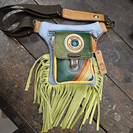 Luxe Hippers blauw groen vintage franje
