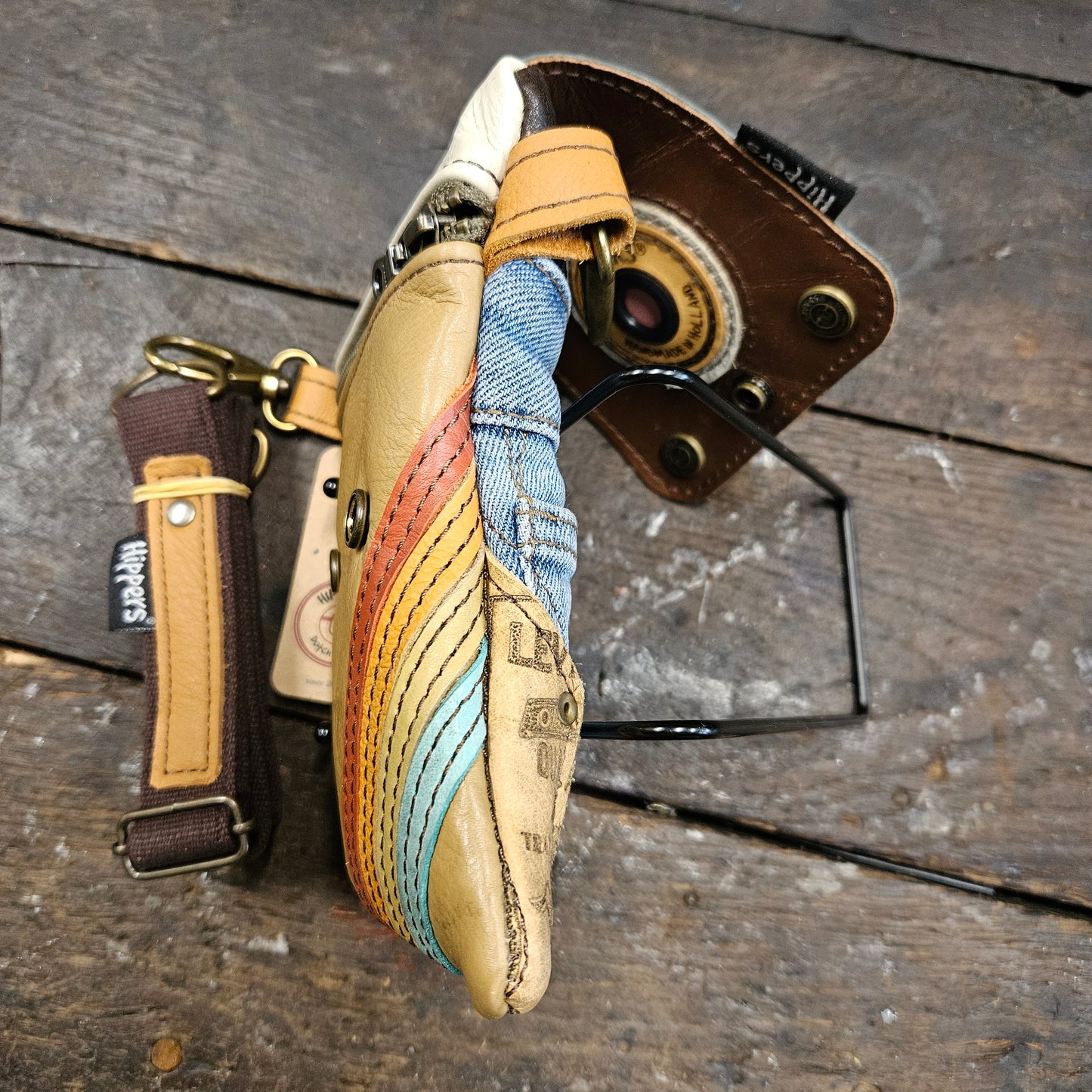 Hippers 2-zijdig jeans/beige vintage striping