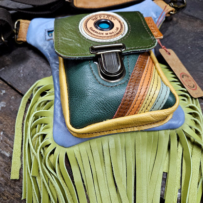 Luxe Hippers blauw groen vintage franje