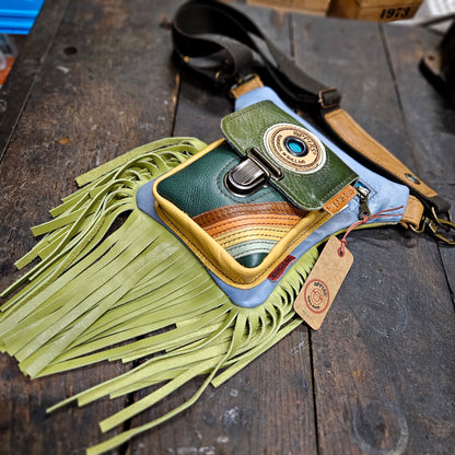 Luxe Hippers blauw groen vintage franje