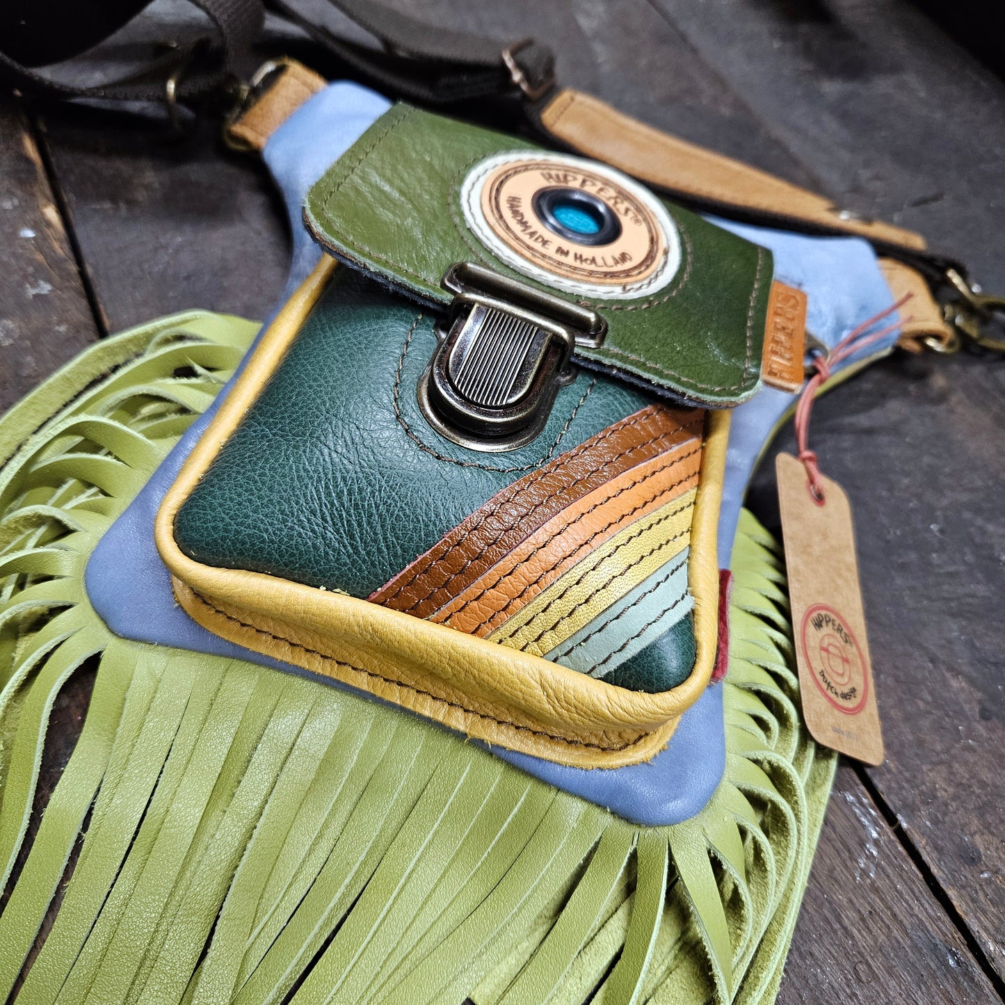 Luxe Hippers blauw groen vintage franje