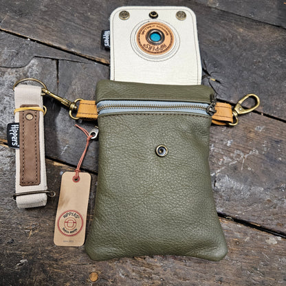 Hippers 2-zijdig vintage creme /olijfgroen