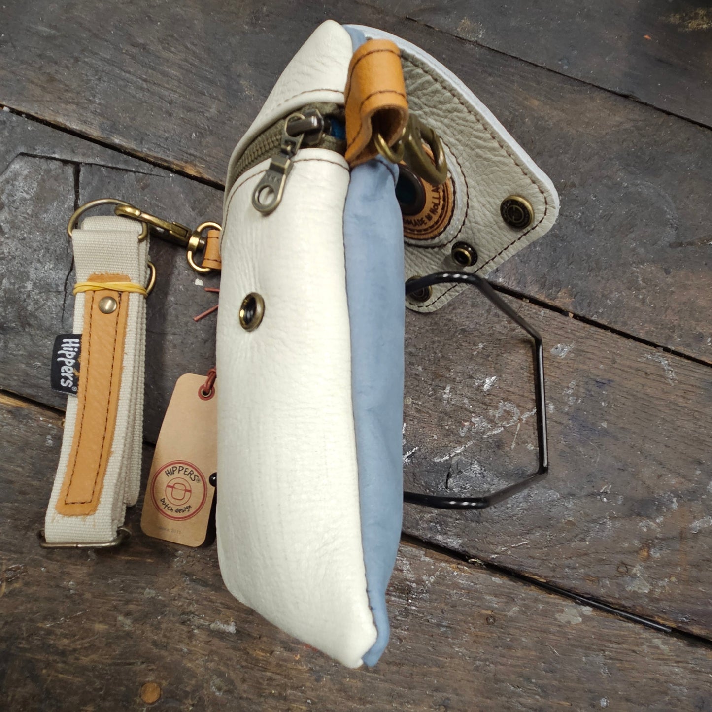 Hippers 2-zijdig vintage creme /lichtblauw sport