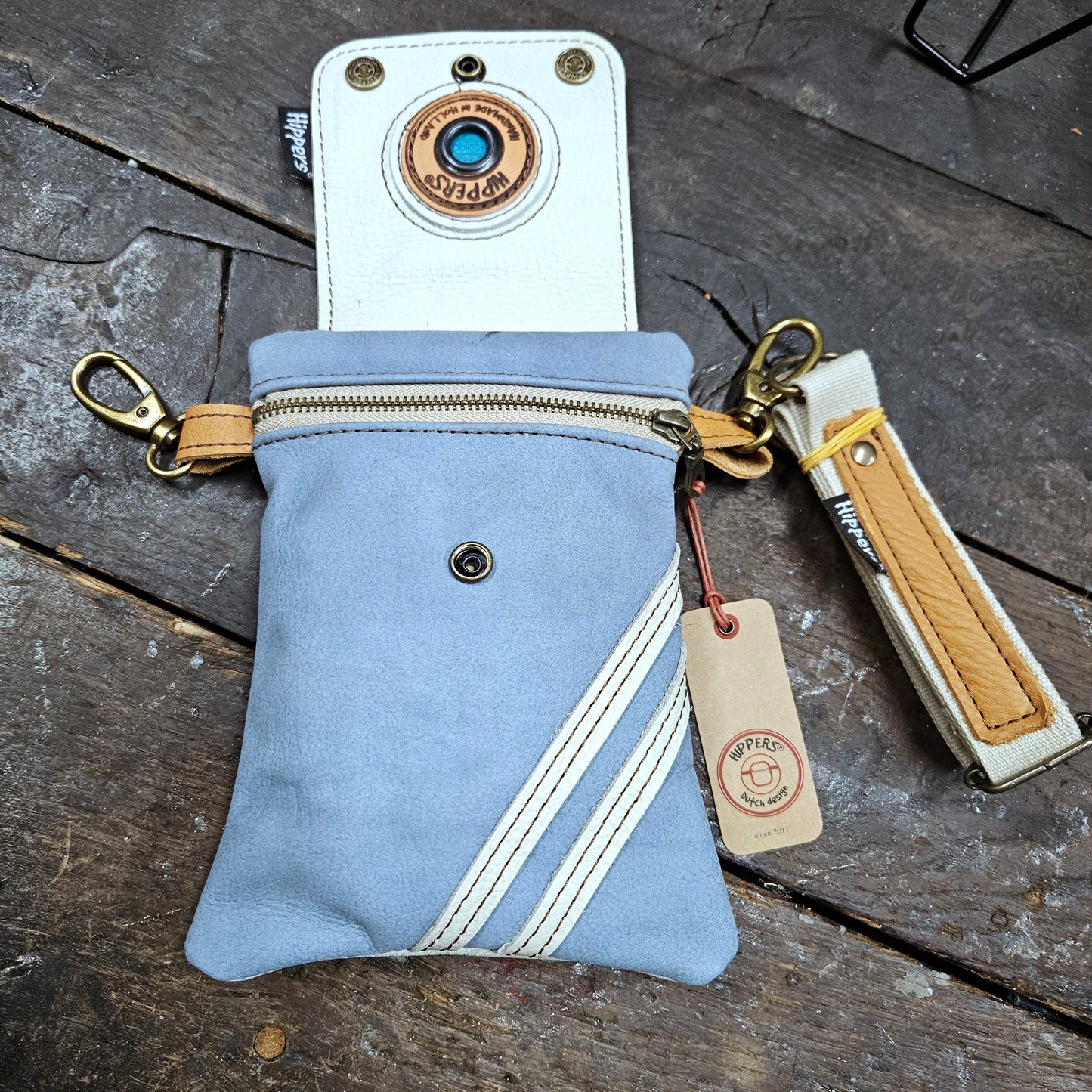 Hippers 2-zijdig cremewit/blauw vintage sport