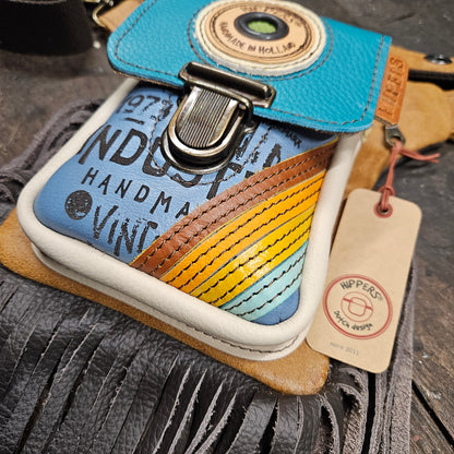 Luxe Hippers bruin vintage blauw aqua franje