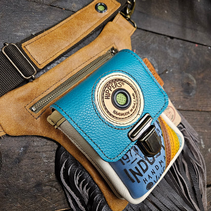 Luxe Hippers bruin vintage blauw aqua franje