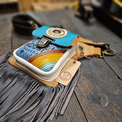 Luxe Hippers bruin vintage blauw aqua franje