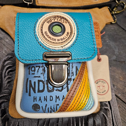 Luxe Hippers bruin vintage blauw aqua franje