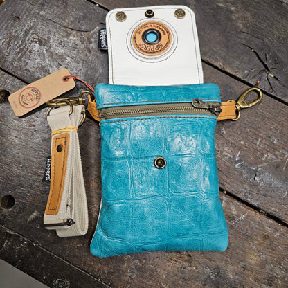 Hippers 2-zijdig vintage aqua croco/wit