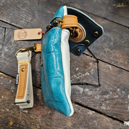 Hippers 2-zijdig vintage aqua croco/wit